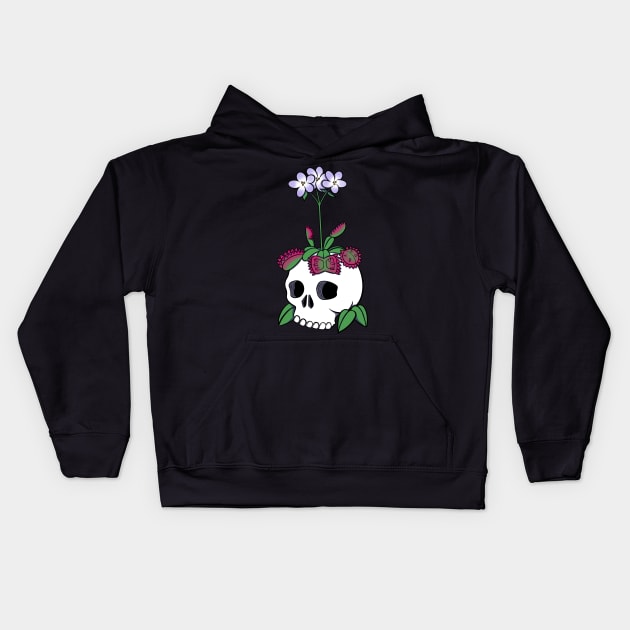 Skull Venus Flytrap Kids Hoodie by gloomieandgrimm